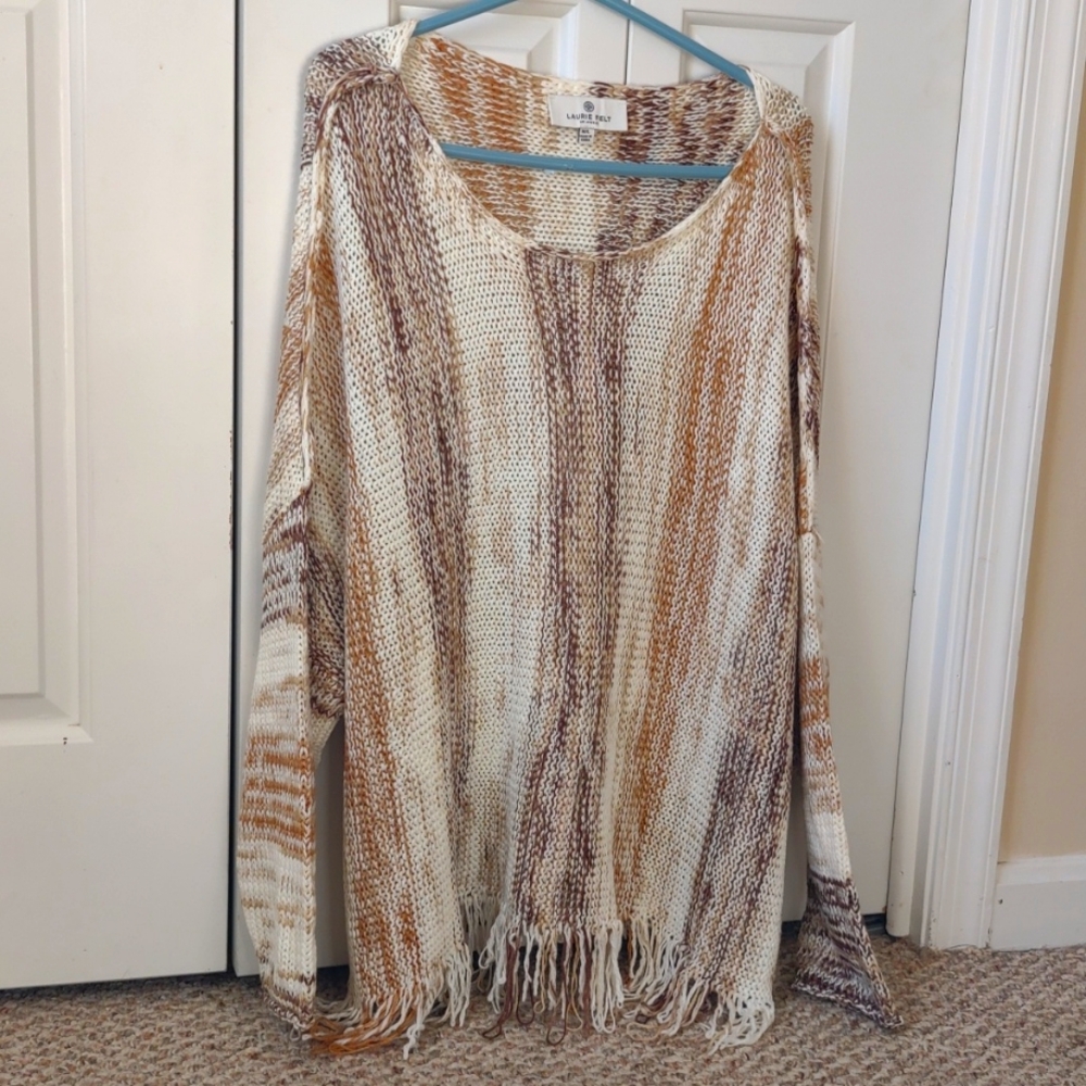 Laurie Felt fringe edged sweater size  M/L
